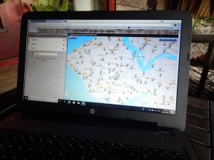 Computerbildschirm mit Walcheren Karte und Fahrradpunkten