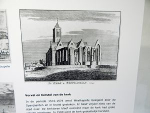 Zeichnung der Kirche von Westkapelle im 18. Jahrhundert